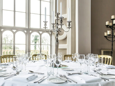 A table set for dinner in historic setting