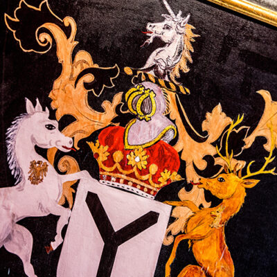 A close up of the Slane Castle family crest