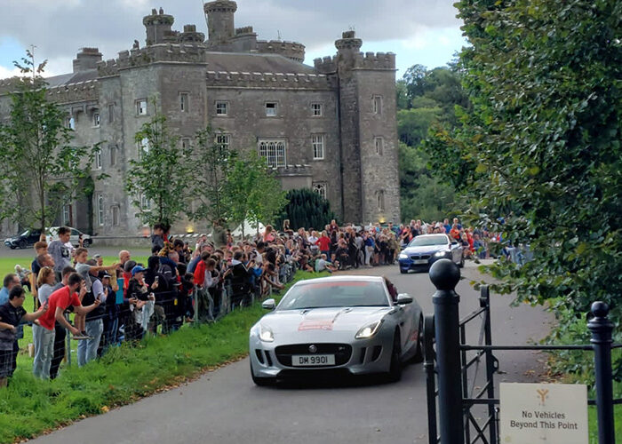 Cars driving through the grounds for Cannonball Event