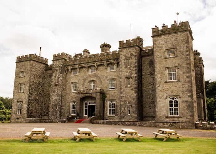 Slane Castle exterior with red carpet