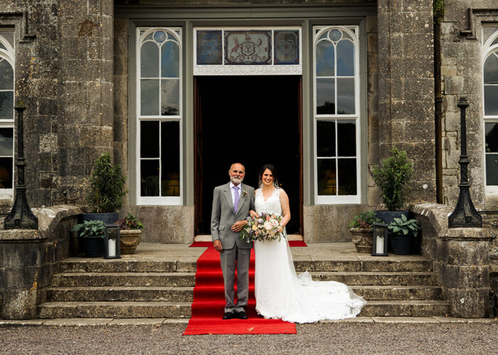 Father and Bride outside slane castle