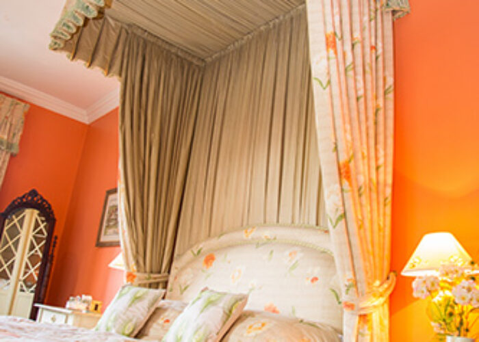 Bed with historic canopy at Slane Castle