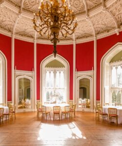 Slane Castle Ballroom set up wtih tables