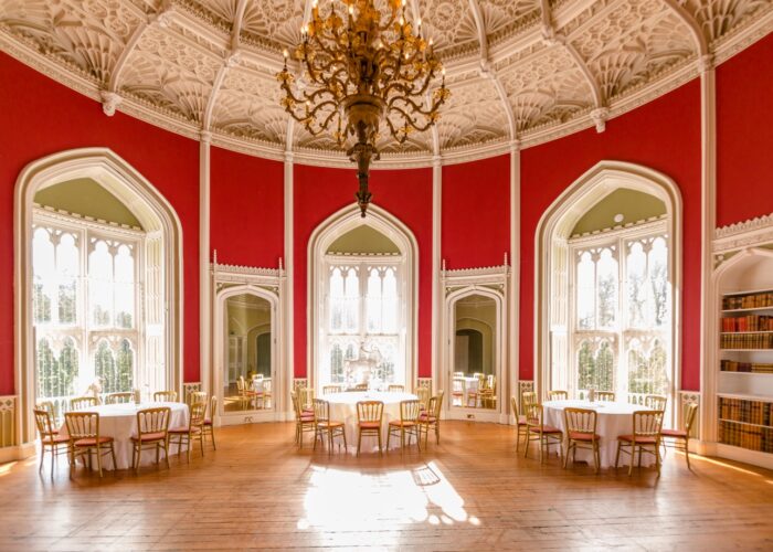 Slane Castle Ballroom set up wtih tables