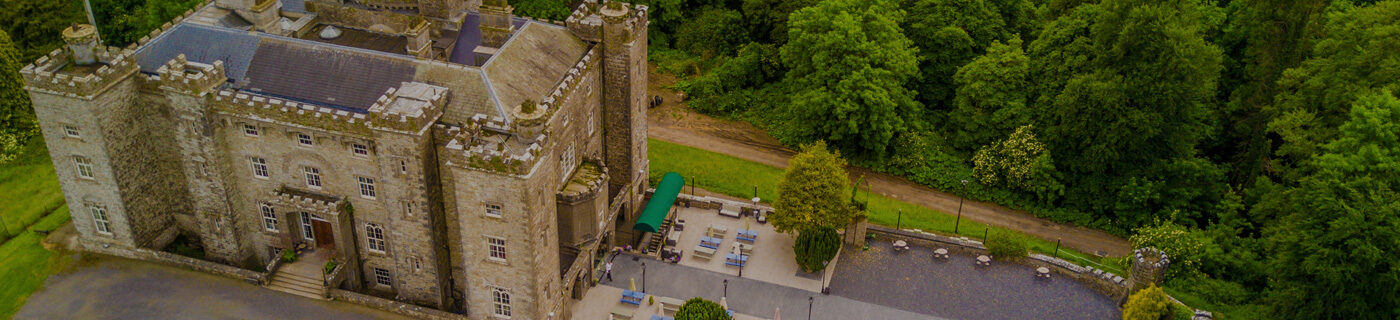 An aerial view of Slane Castle