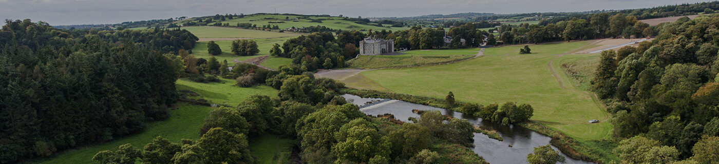 Drone image of Slane Castle and River Boyne