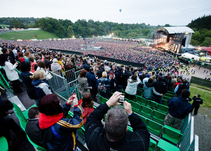 View of stage and crowd from VIP seating area