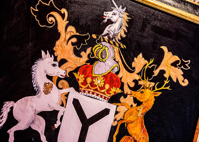 A close up of the Slane Castle family crest